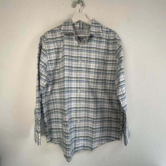 L.L. Bean Mens Slightly Fitted Plaid Button-Down Oxford Shirt Size 16-32 Cotton - Picture 1 of 7